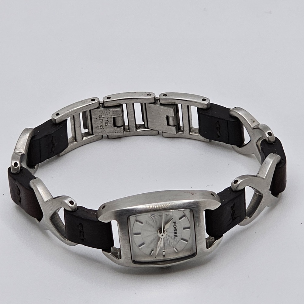 Fossil ES-1645 Women Watch 17mm Rectangle Dial Silver Tone